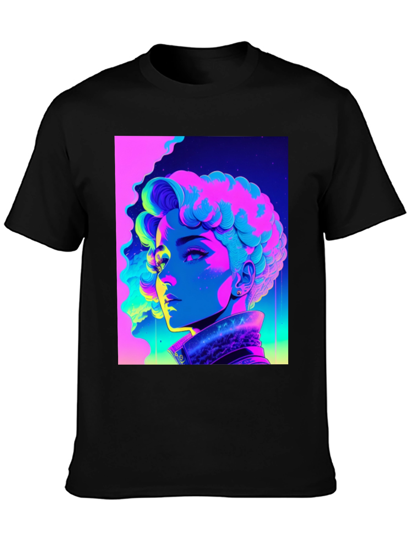 Neon Portrait Graphic Tee - Retro Style