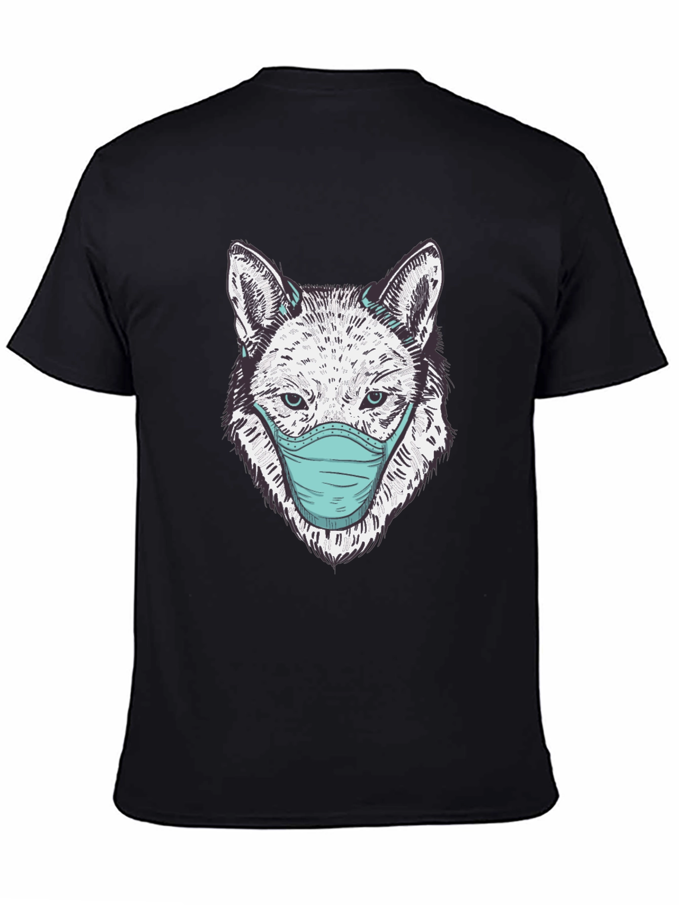 Wolf Face Mask Graphic Tee - Stylish Protection