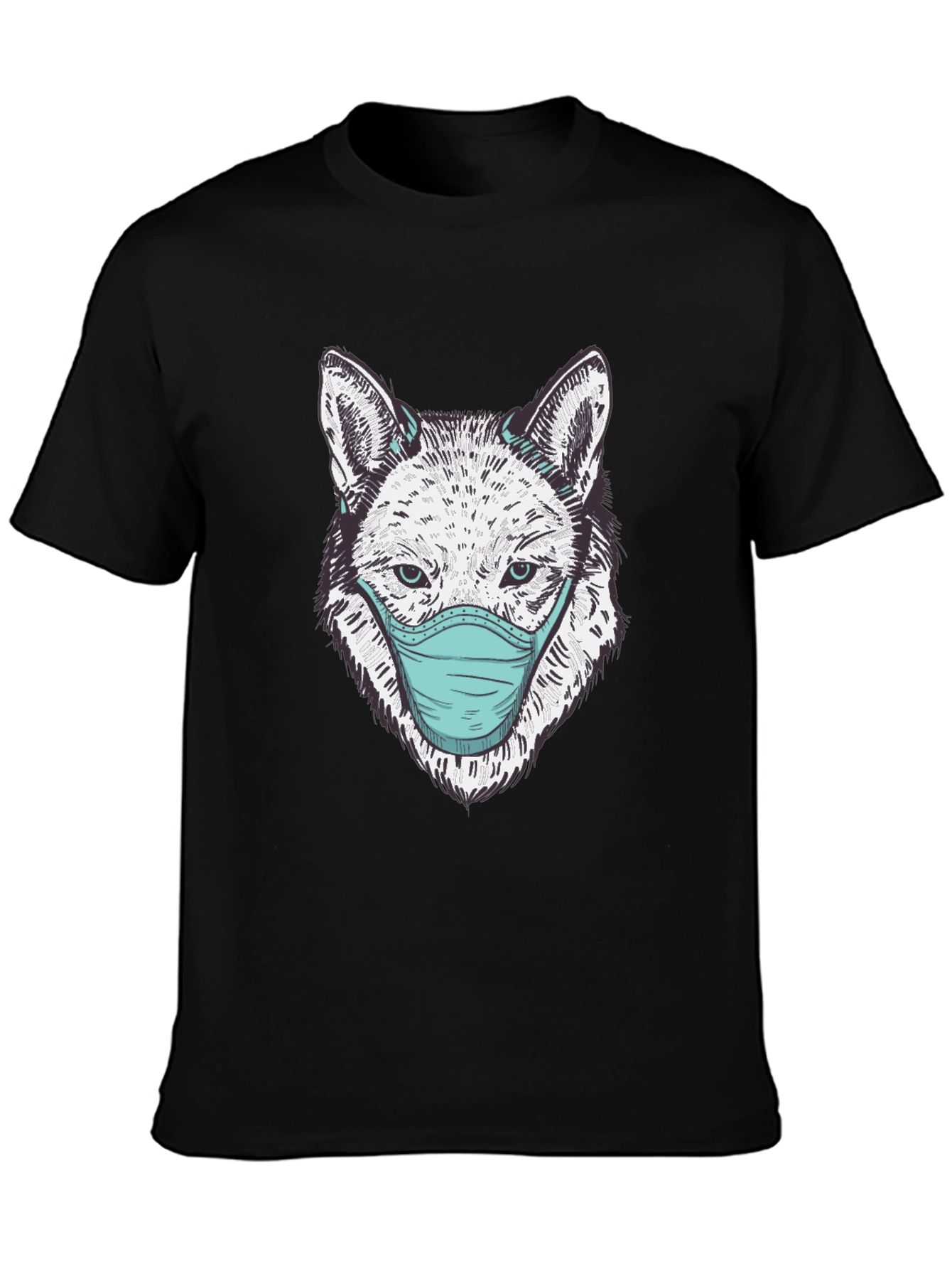 Wolf Face Mask Graphic Tee - Stylish Protection