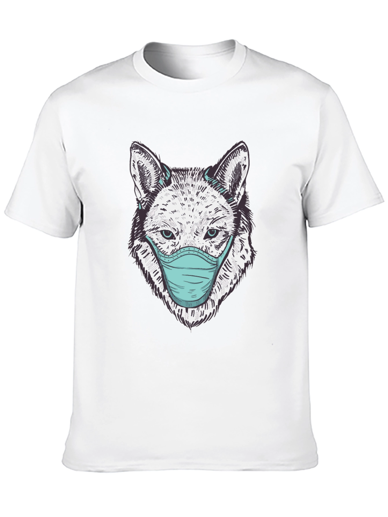 Wolf Face Mask Graphic Tee - Stylish Protection