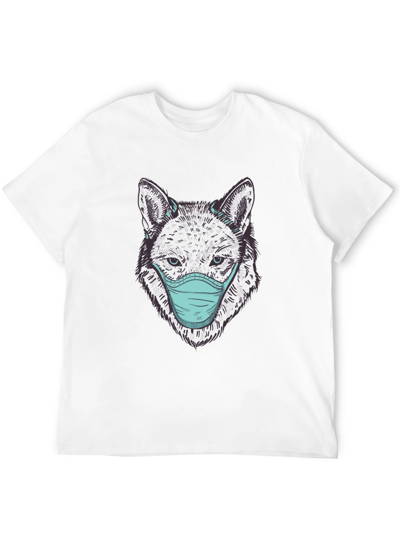 Wolf Face Mask Graphic Tee - Stylish Protection