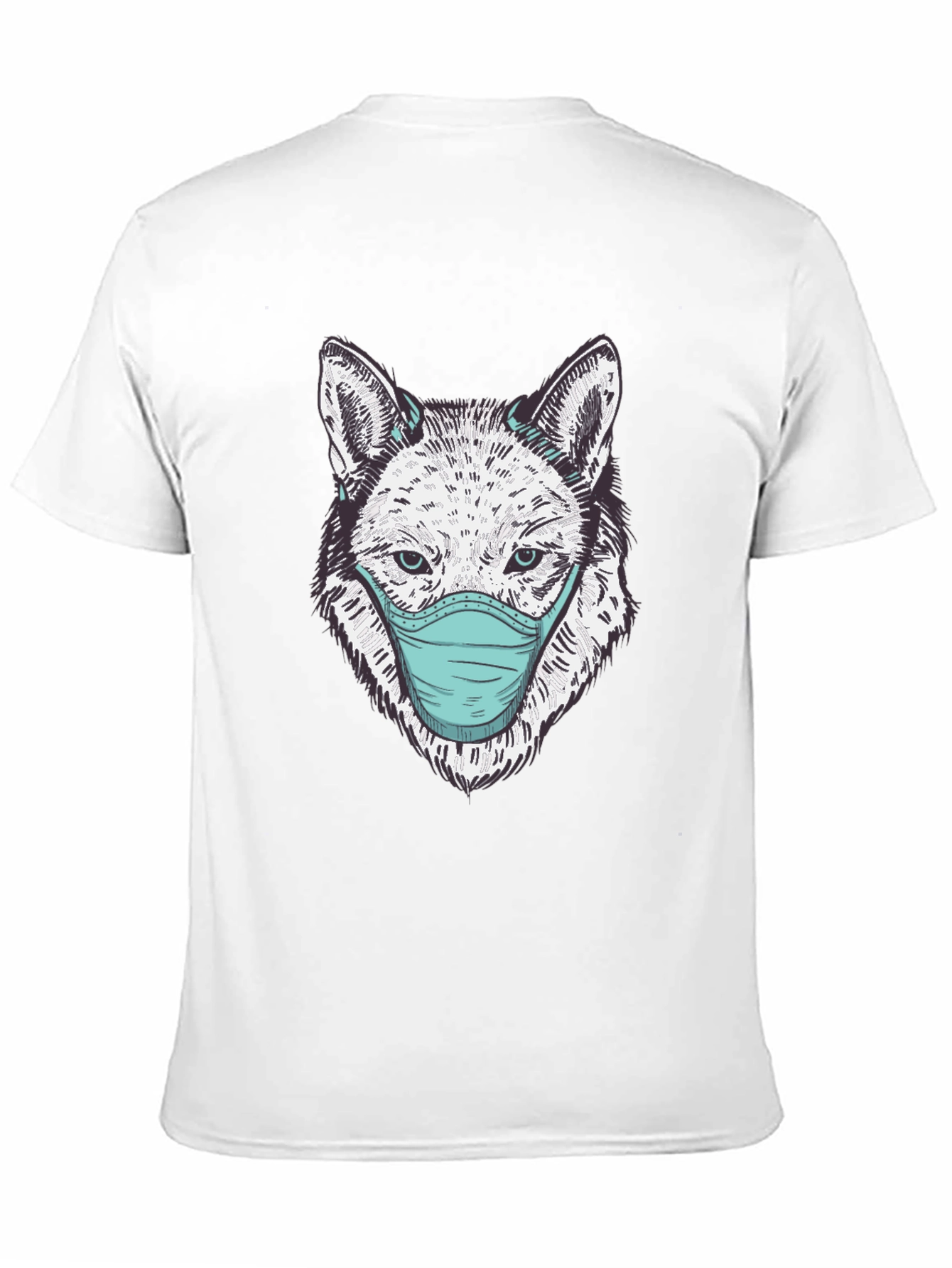 Wolf Face Mask Graphic Tee - Stylish Protection