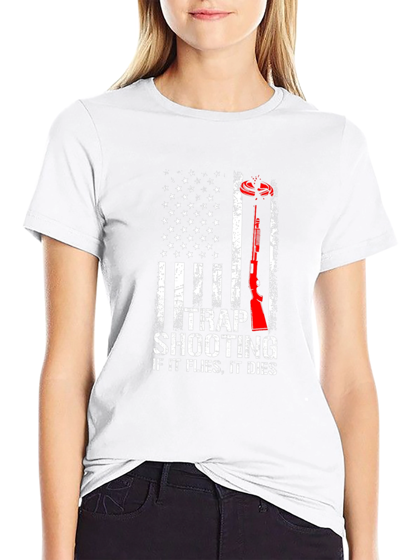 Trap Shooting American Flag T-Shirt