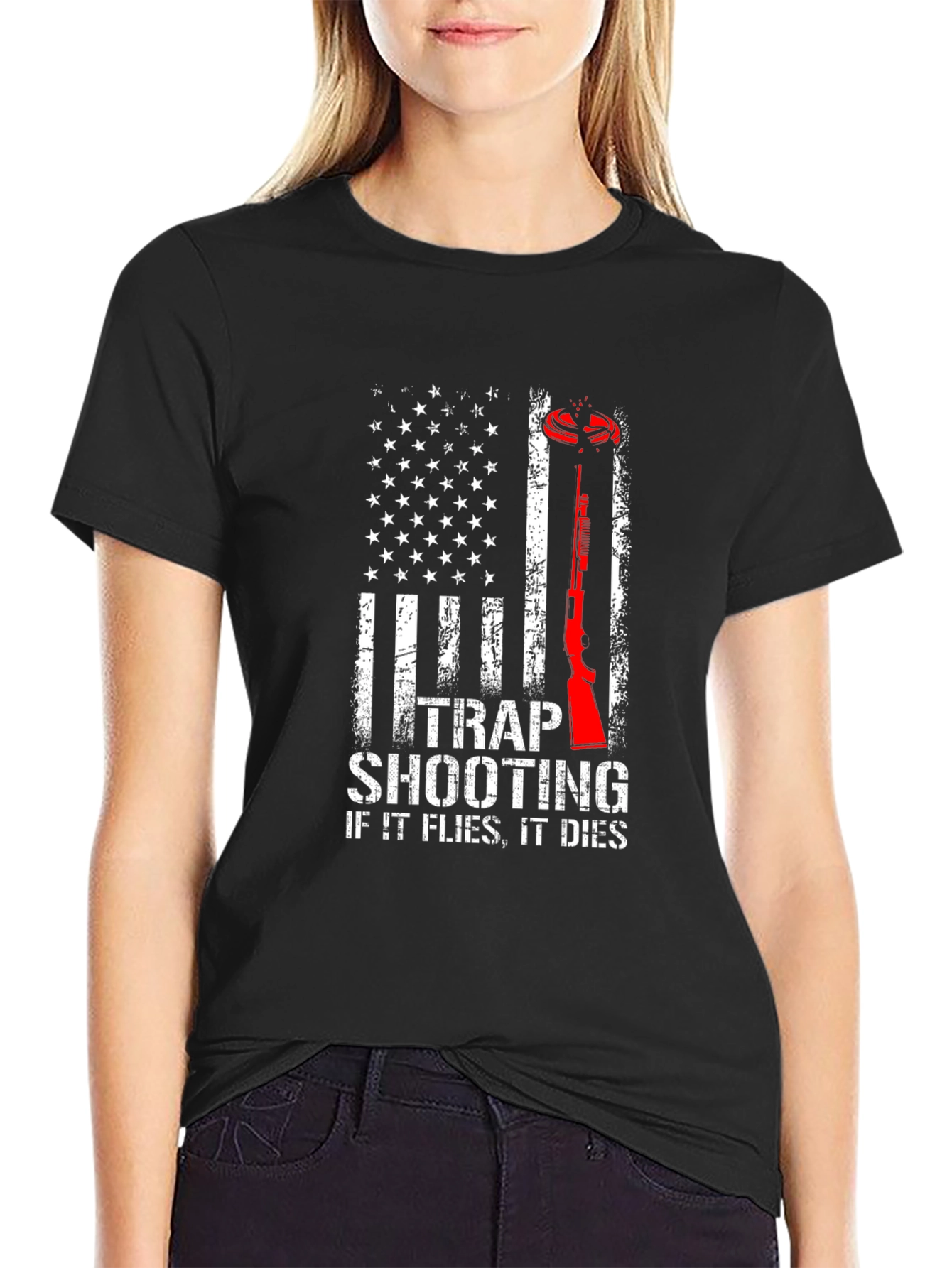 Trap Shooting American Flag T-Shirt