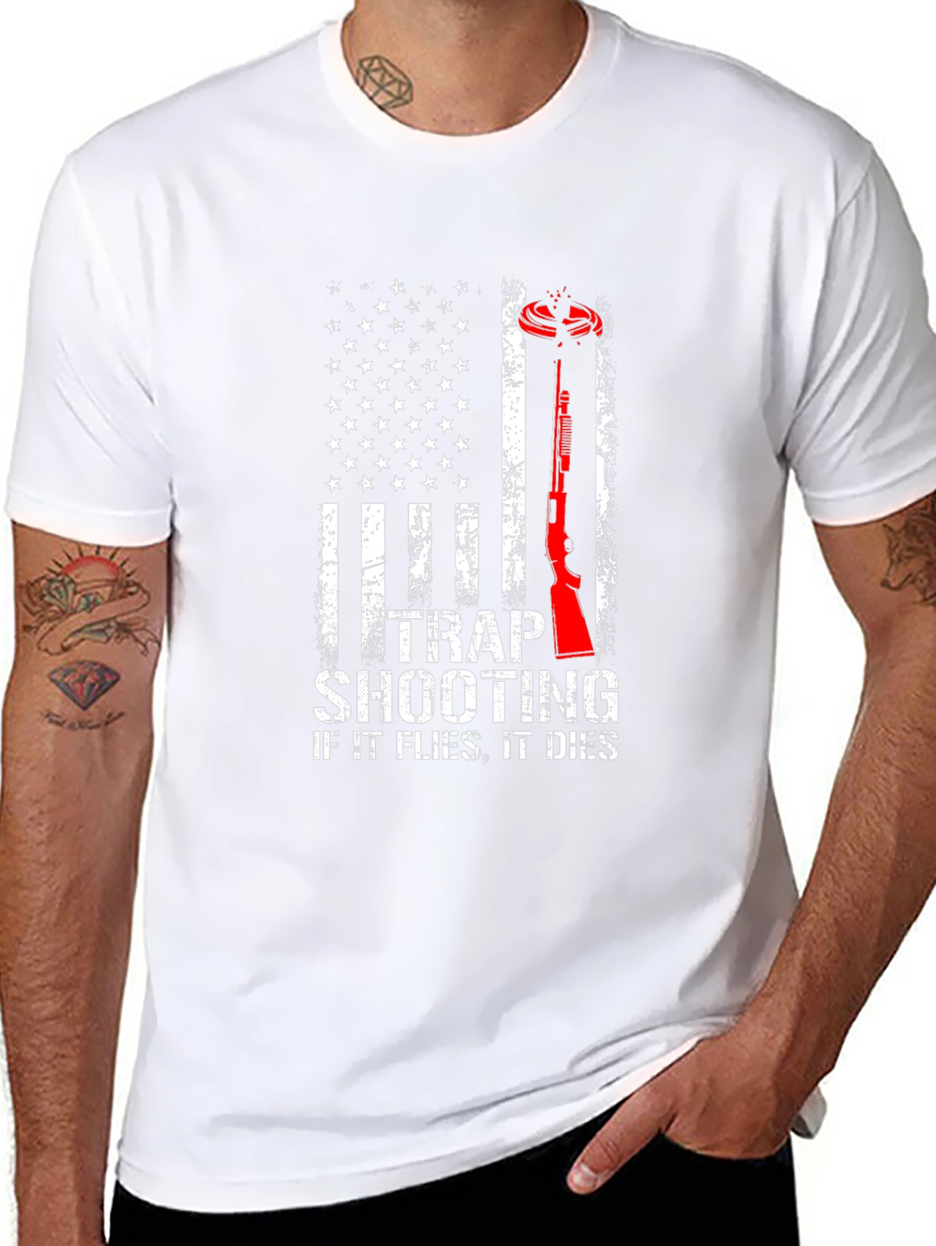 Trap Shooting American Flag T-Shirt