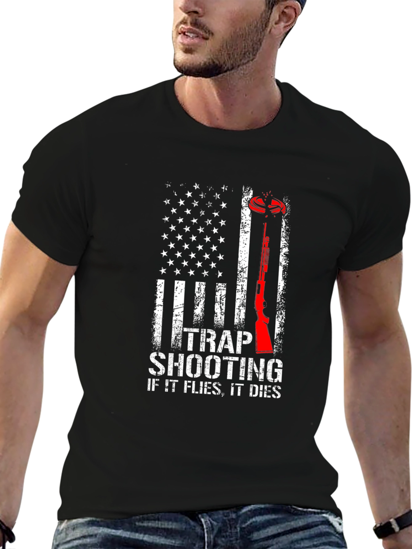 Trap Shooting American Flag T-Shirt