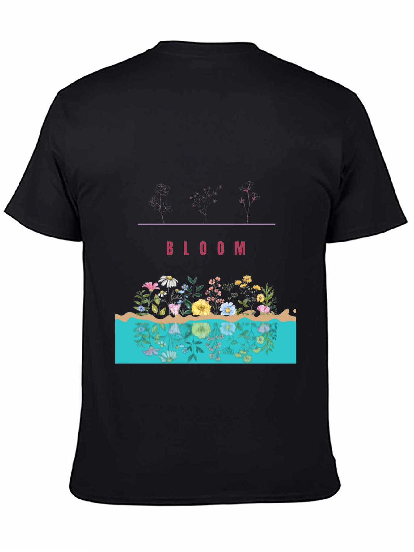Bloom Graphic Print Black Tee
