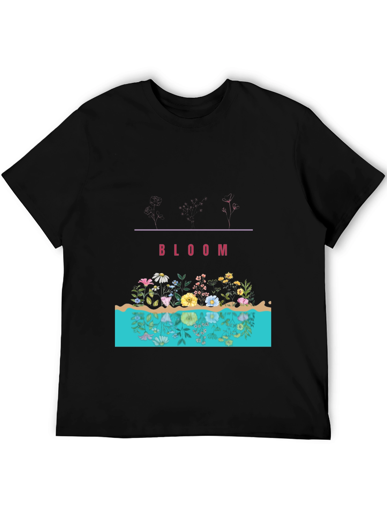 Bloom Graphic Print Black Tee
