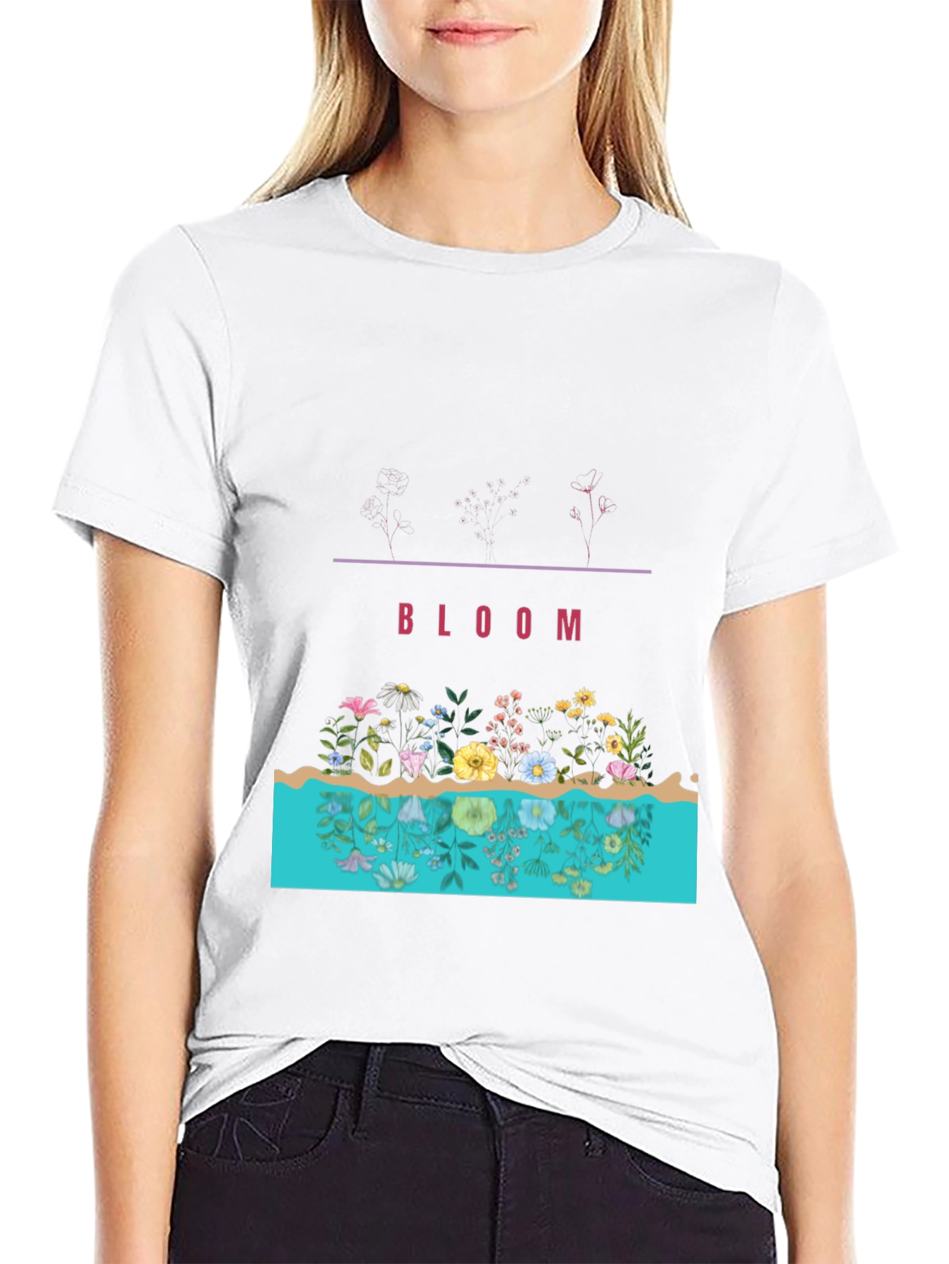 Bloom Graphic Print Black Tee