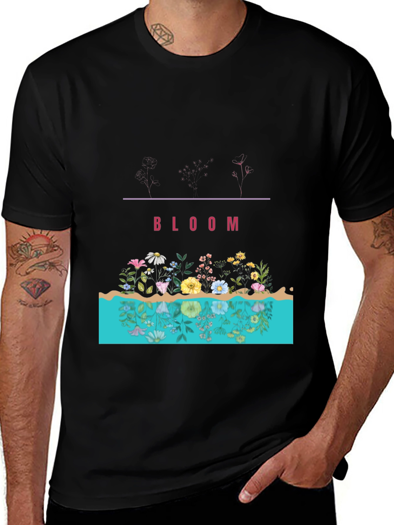Bloom Graphic Print Black Tee