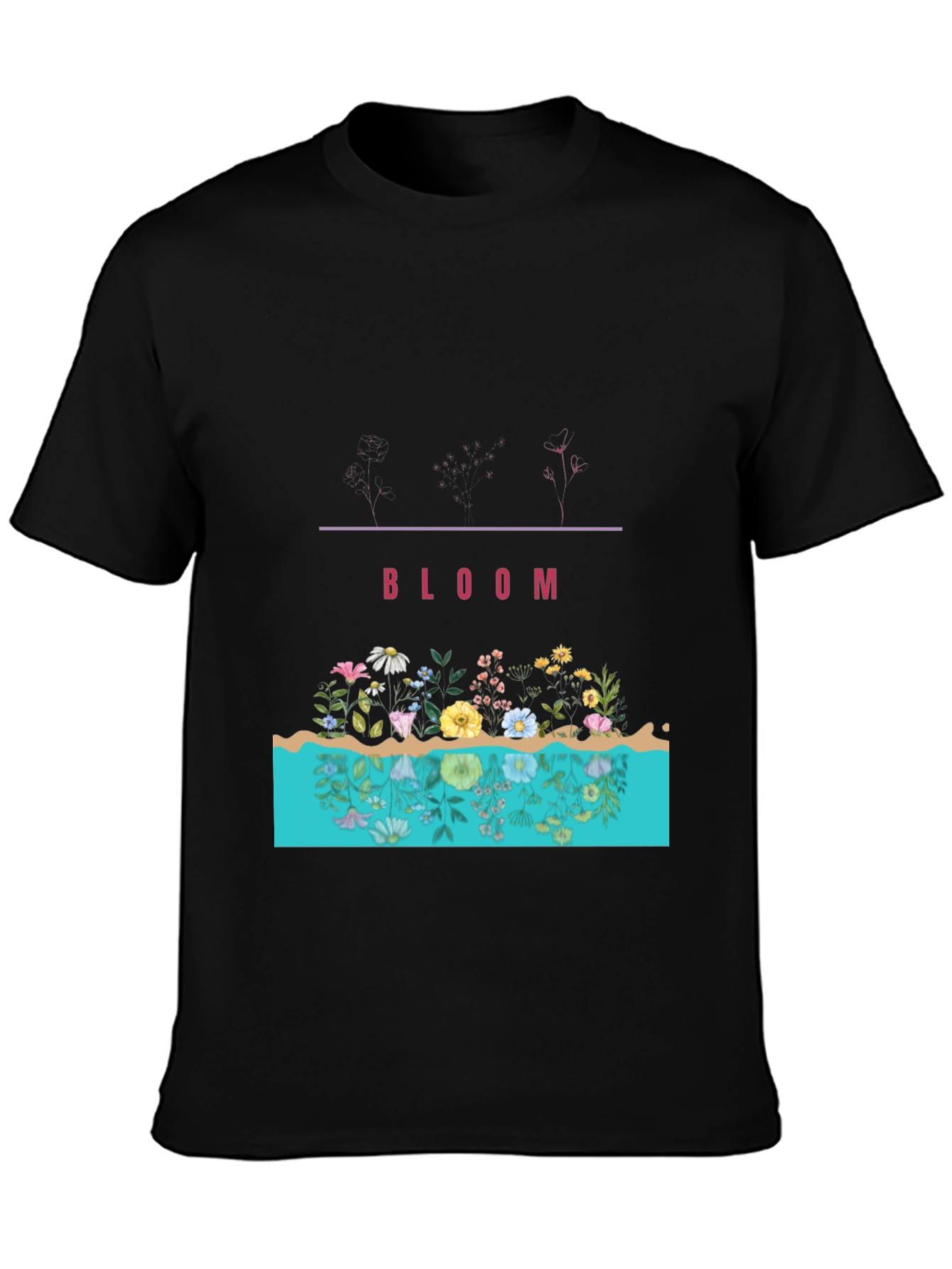 Bloom Graphic Print Black Tee