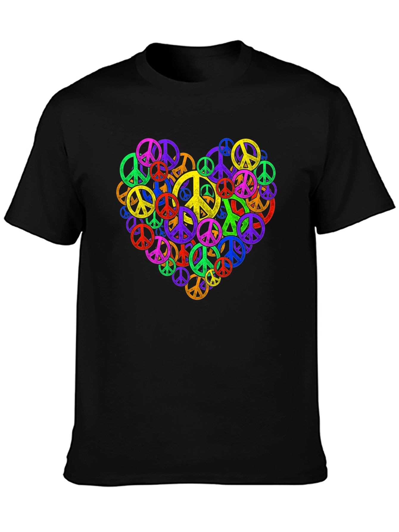 Peace Sign Heart Black T-Shirt