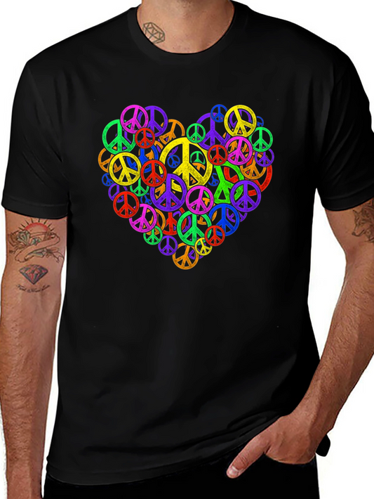 Peace Sign Heart Black T-Shirt