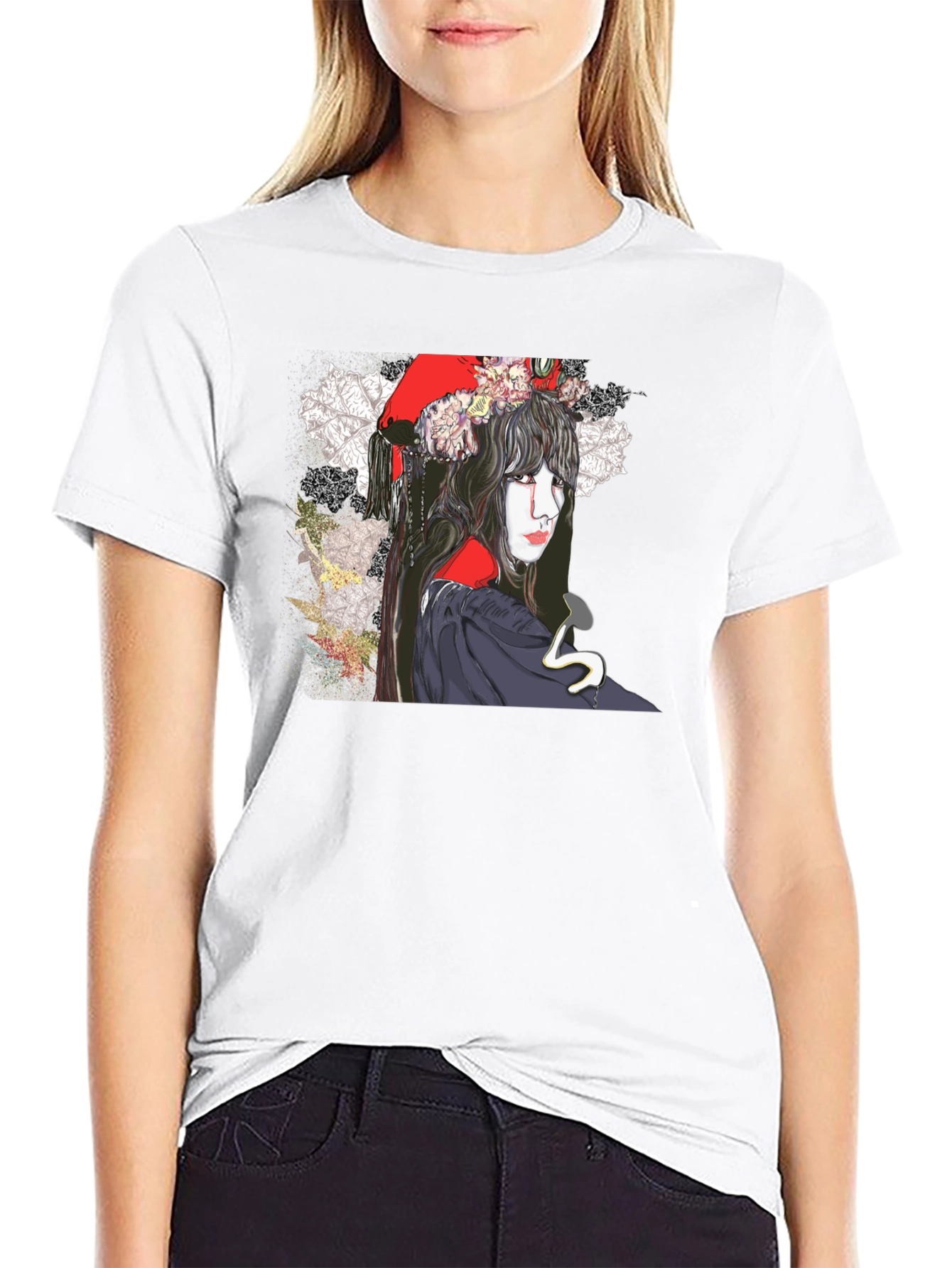 Dark Floral Graphic Print T-Shirt