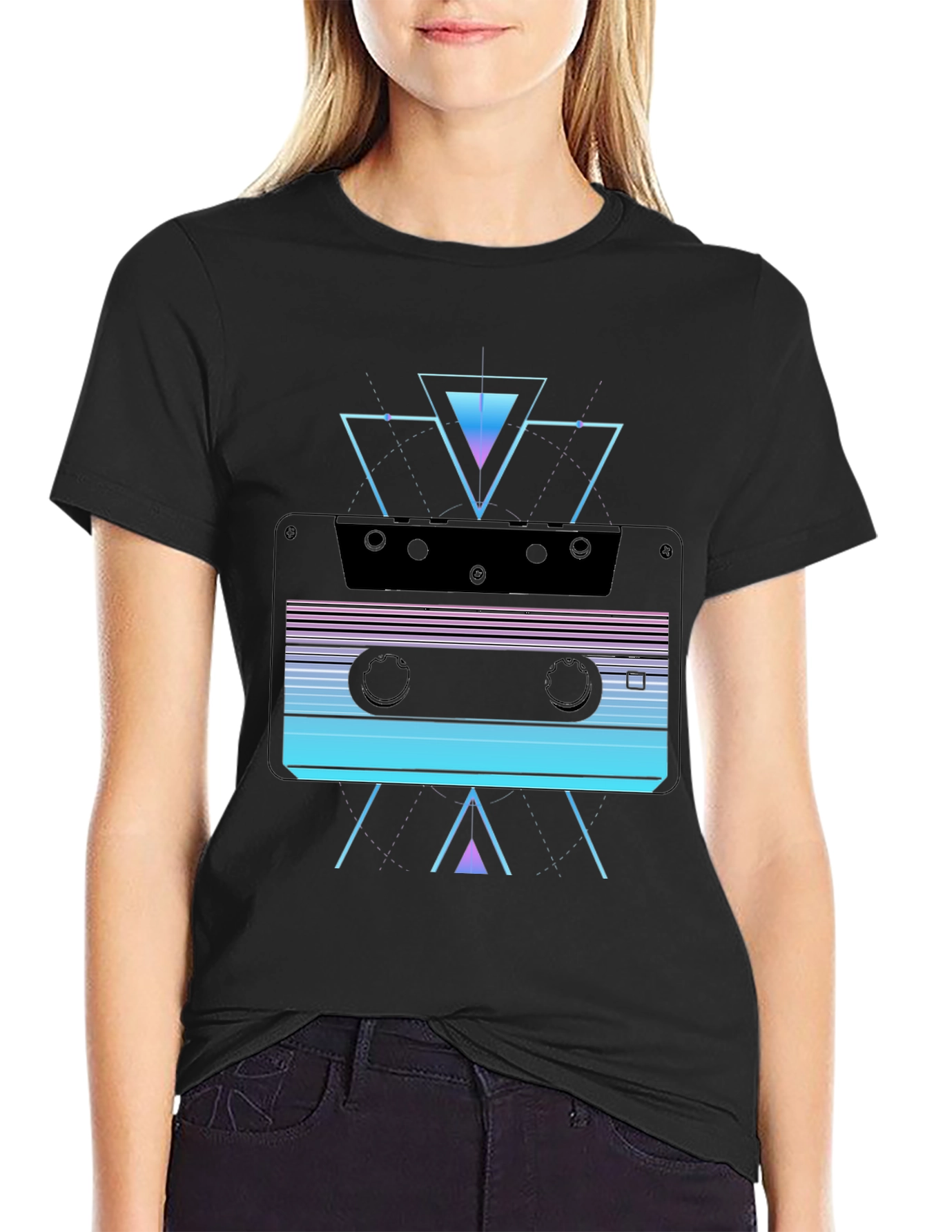 Retro Cassette Tape Graphic T-Shirt - Synthwave Style