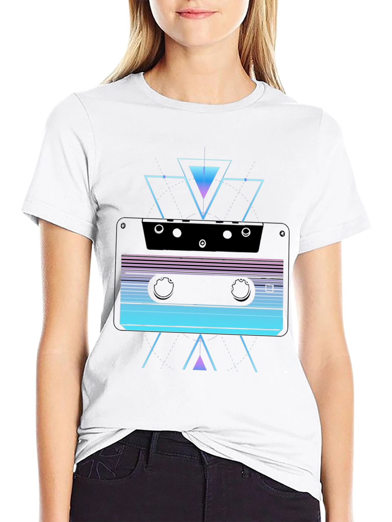 Retro Cassette Tape Graphic T-Shirt - Synthwave Style
