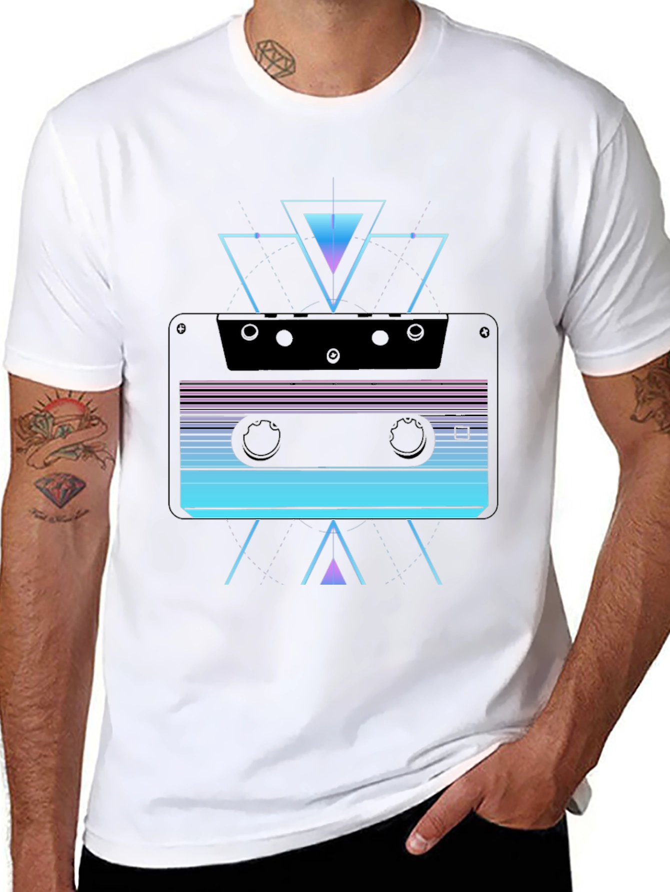 Retro Cassette Tape Graphic T-Shirt - Synthwave Style