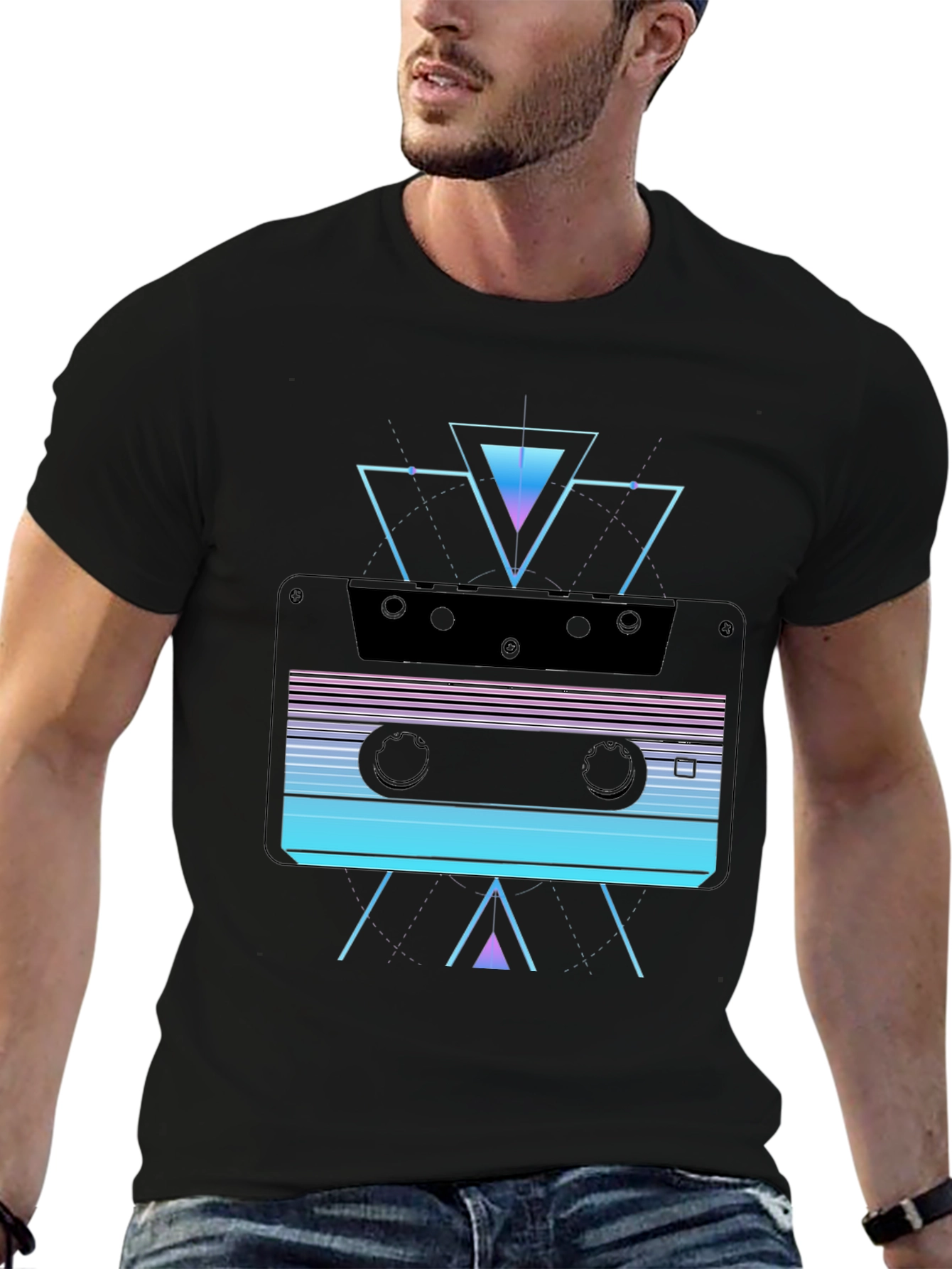 Retro Cassette Tape Graphic T-Shirt - Synthwave Style