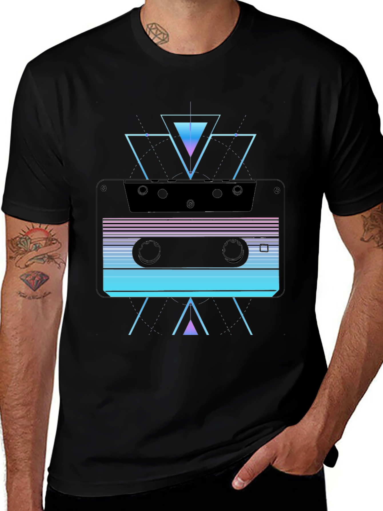 Retro Cassette Tape Graphic T-Shirt - Synthwave Style