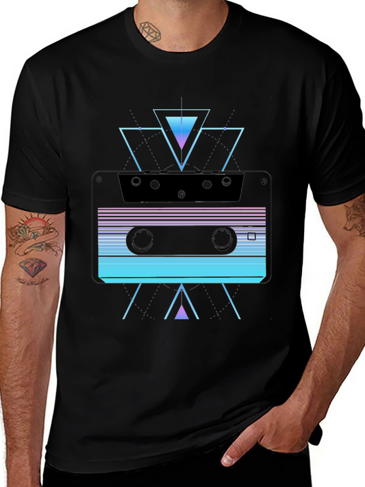Retro Cassette Tape Graphic T-Shirt - Synthwave Style