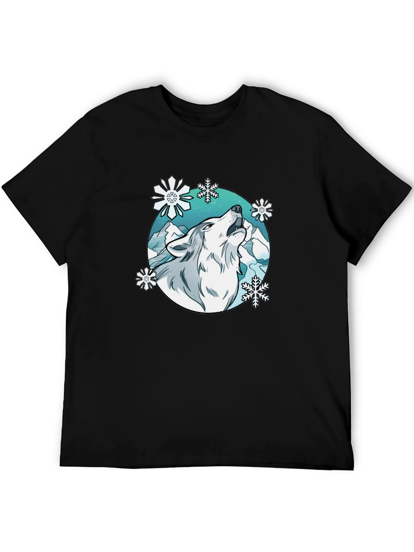 Wolf Snowflake Graphic Tee - Stylish Winter T-Shirt