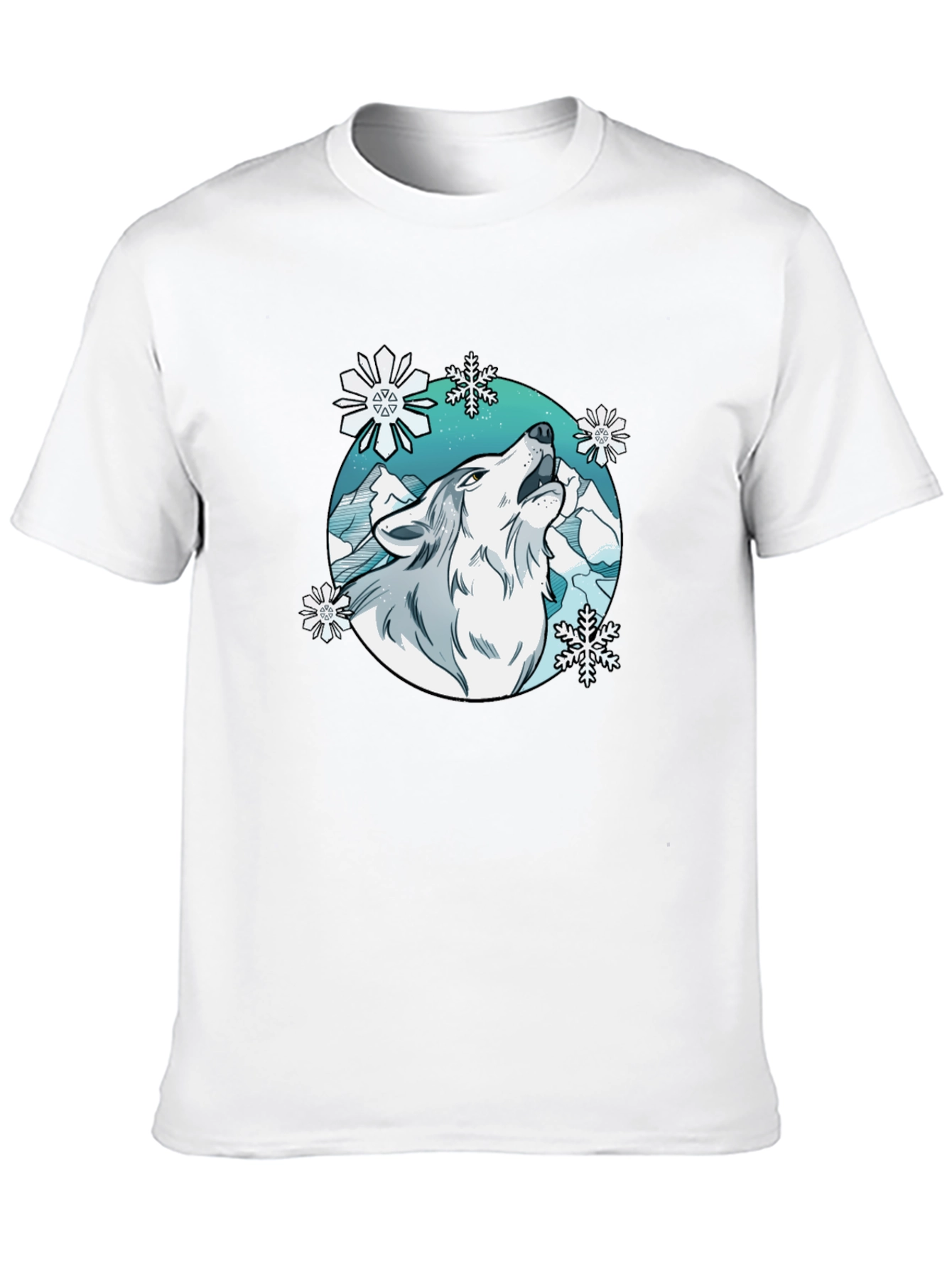 Wolf Snowflake Graphic Tee - Stylish Winter T-Shirt