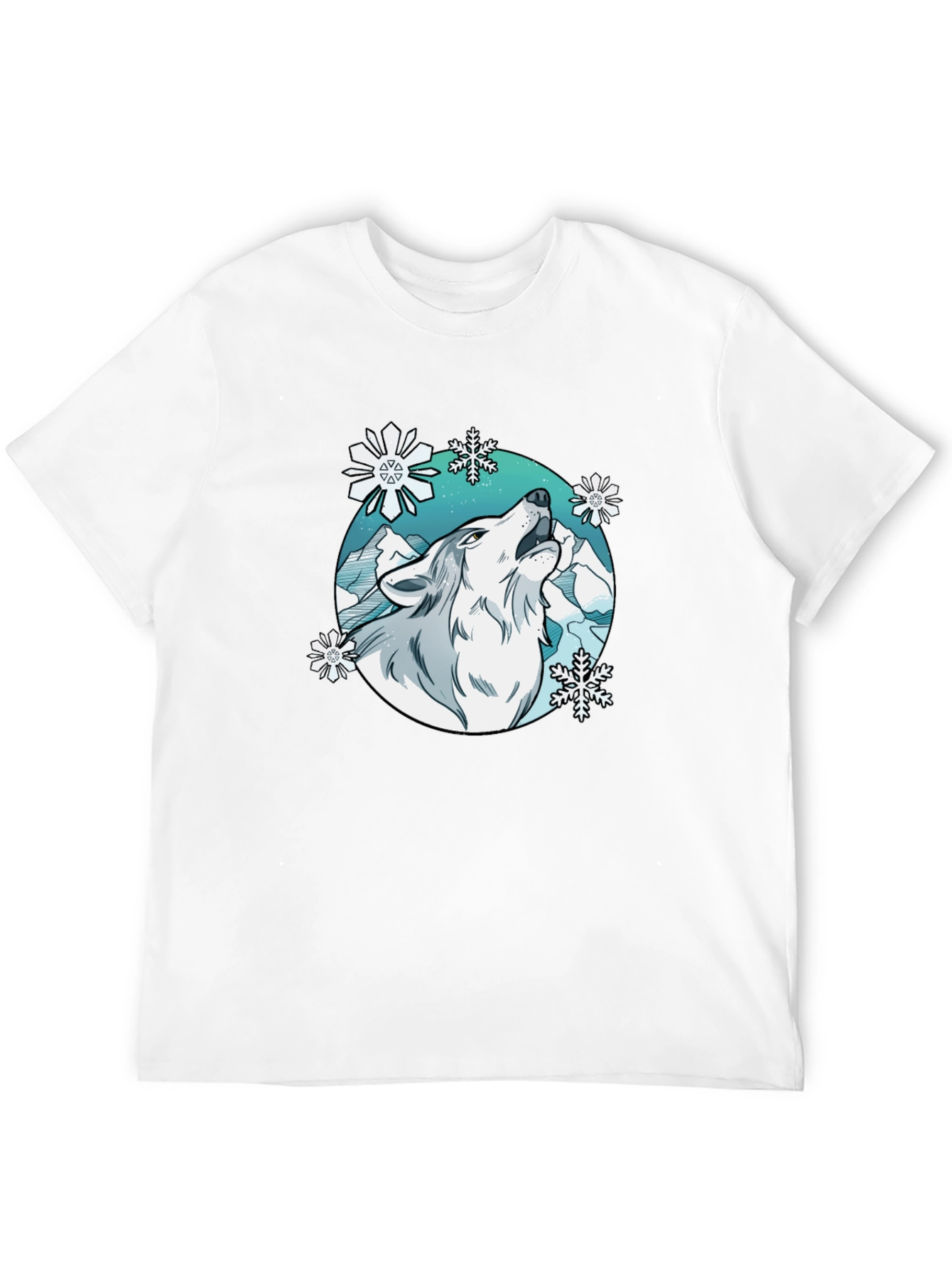 Wolf Snowflake Graphic Tee - Stylish Winter T-Shirt