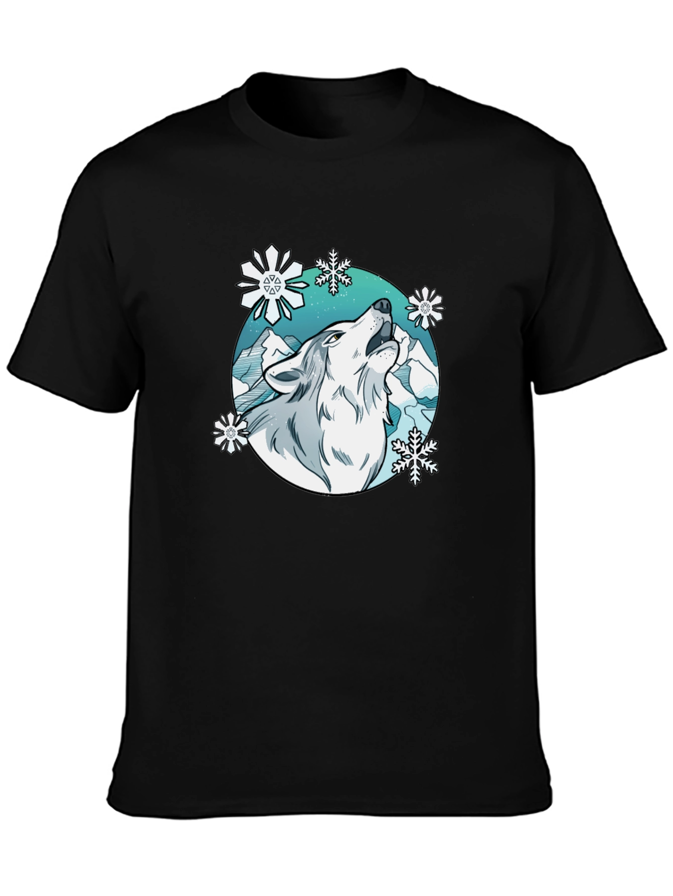 Wolf Snowflake Graphic Tee - Stylish Winter T-Shirt