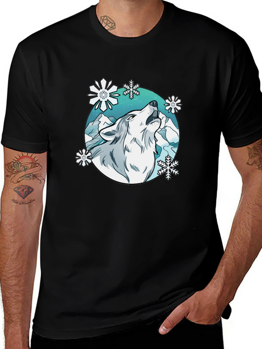 Wolf Snowflake Graphic Tee - Stylish Winter T-Shirt
