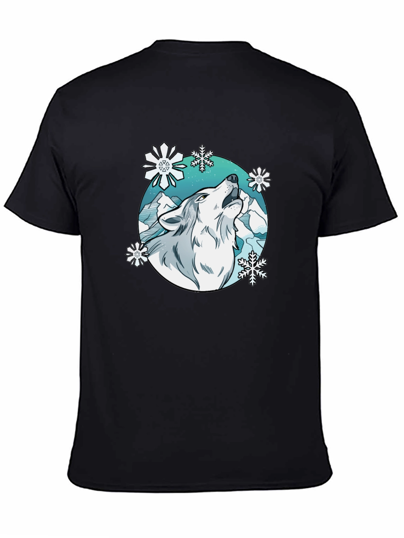 Wolf Snowflake Graphic Tee - Stylish Winter T-Shirt