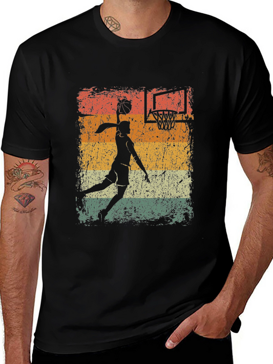 Vintage Basketball Player Black T-Shirt