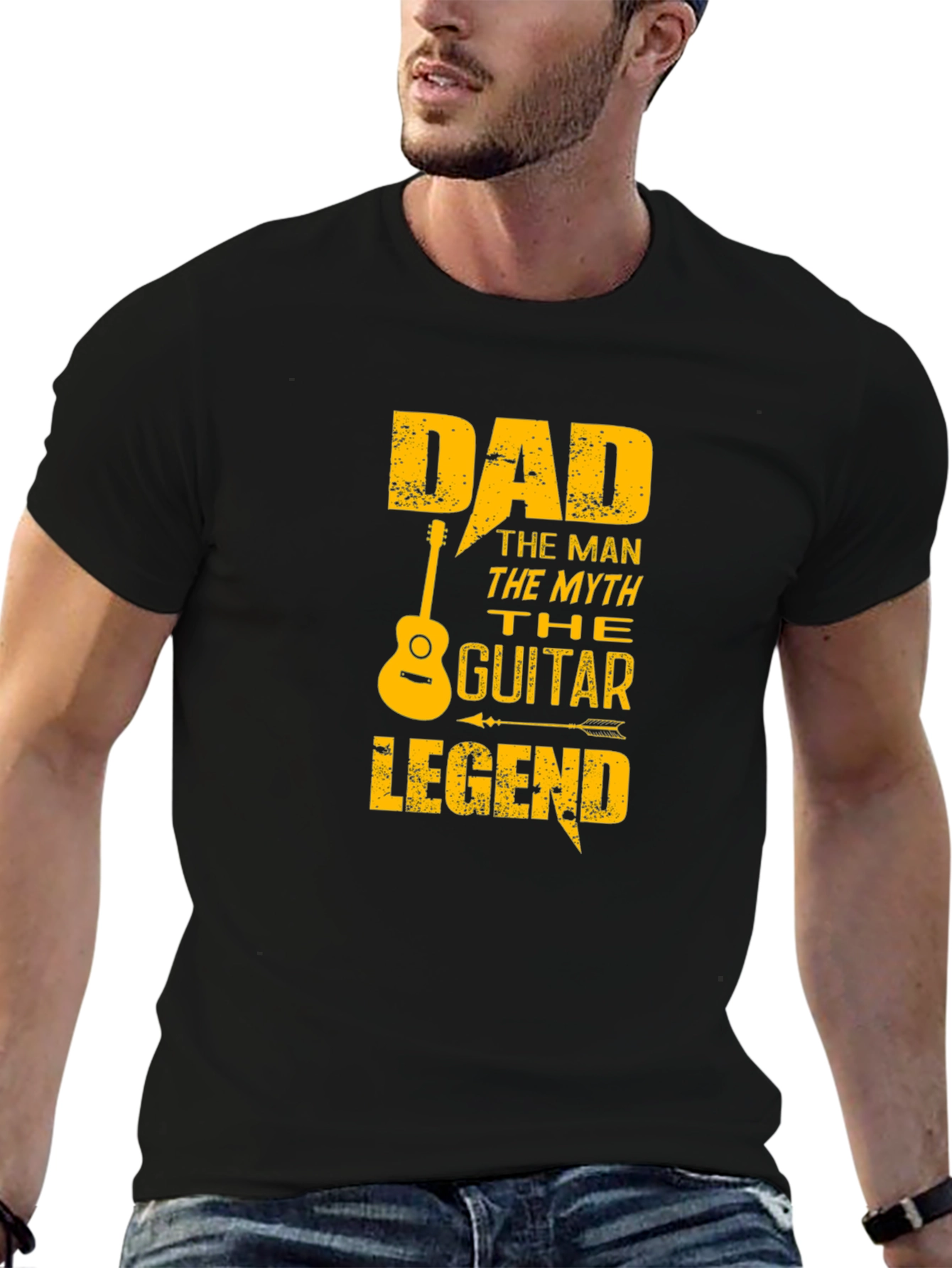 Dad Guitar Legend Black Graphic T-Shirt