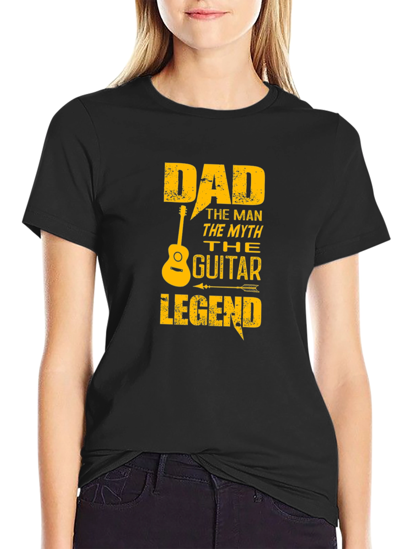 Dad Guitar Legend Black Graphic T-Shirt