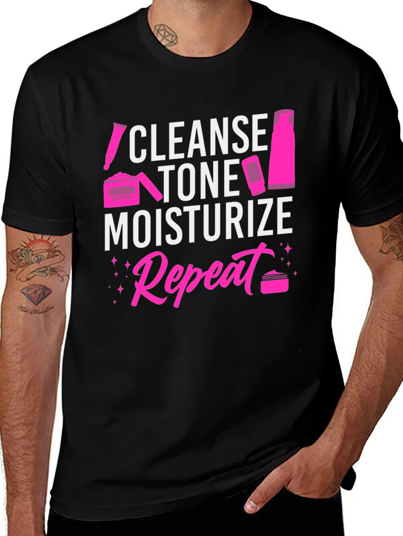 Cleanse Tone Moisturize Repeat Graphic Tee