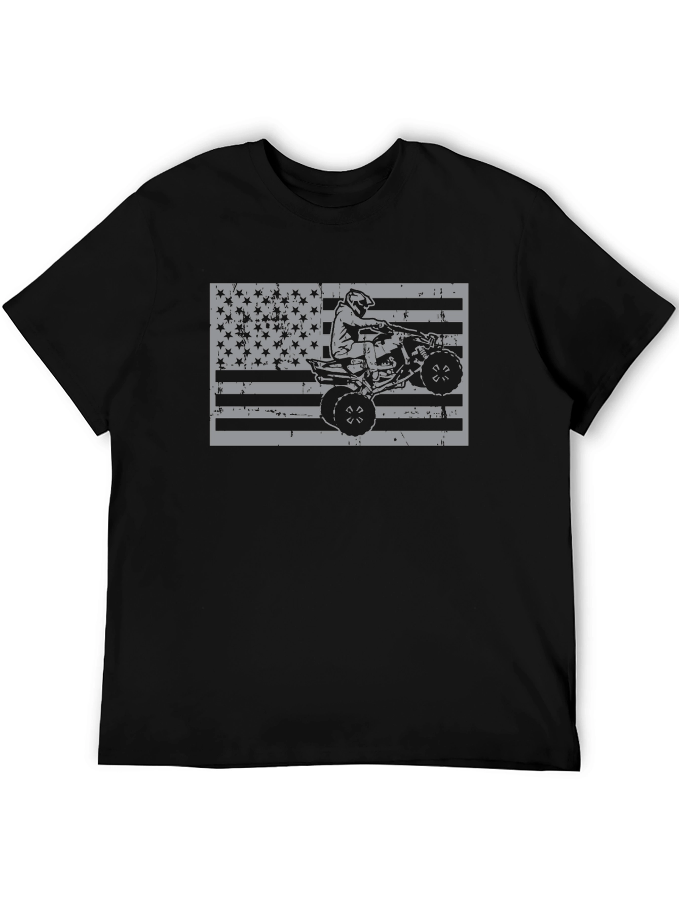 American Flag ATV Rider T-Shirt - Black