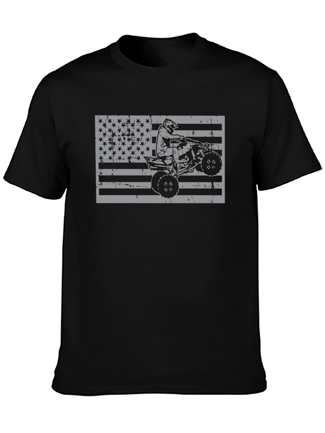 American Flag ATV Rider T-Shirt - Black