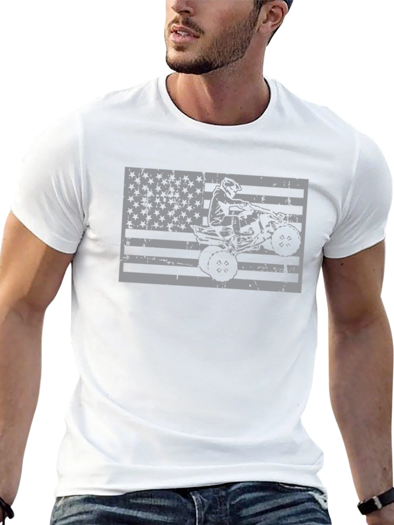 American Flag ATV Rider T-Shirt - Black