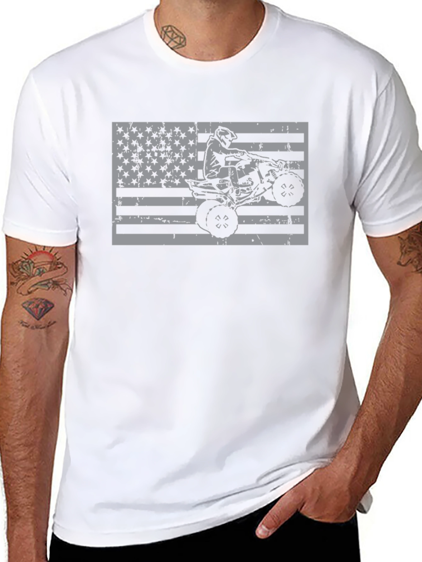 American Flag ATV Rider T-Shirt - Black