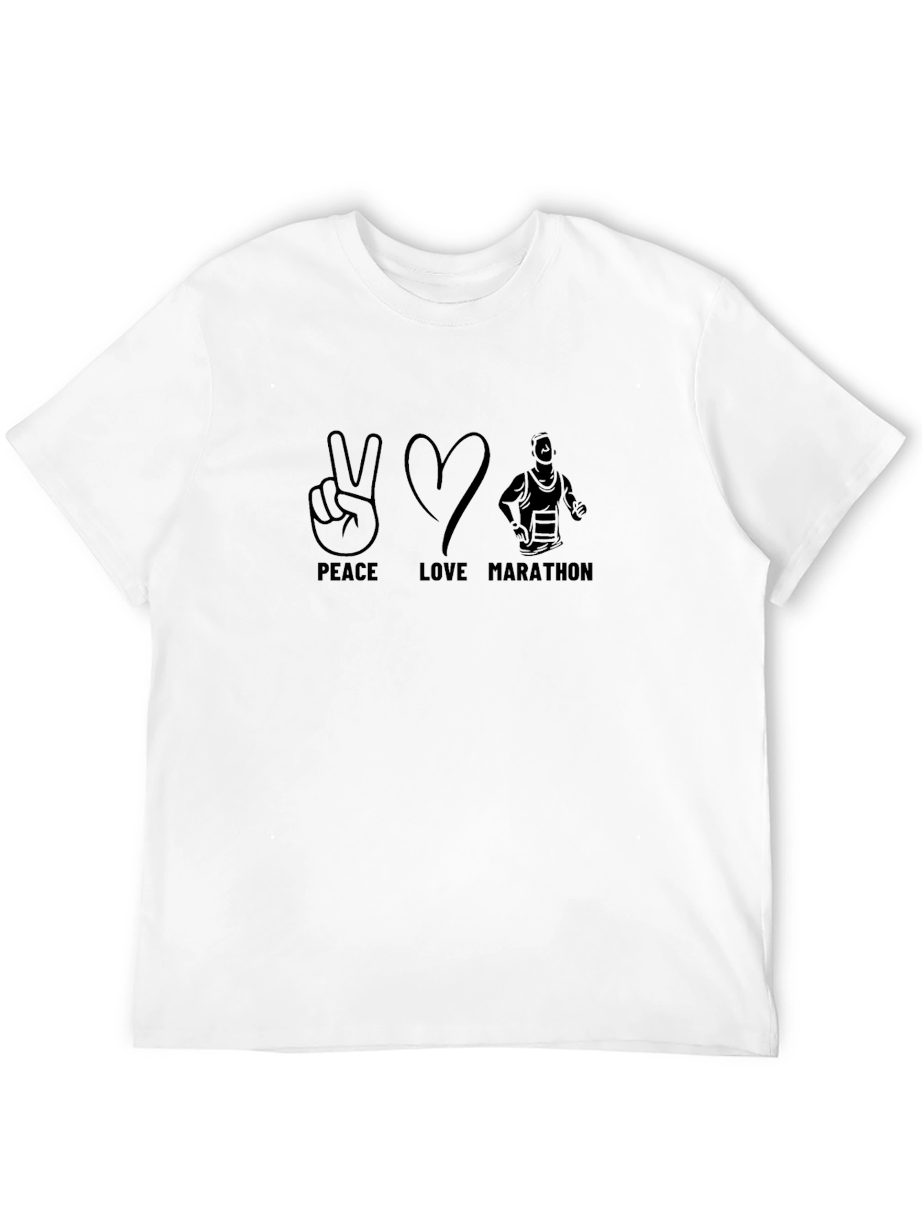 Peace Love Marathon Black T-Shirt - Runner Tee