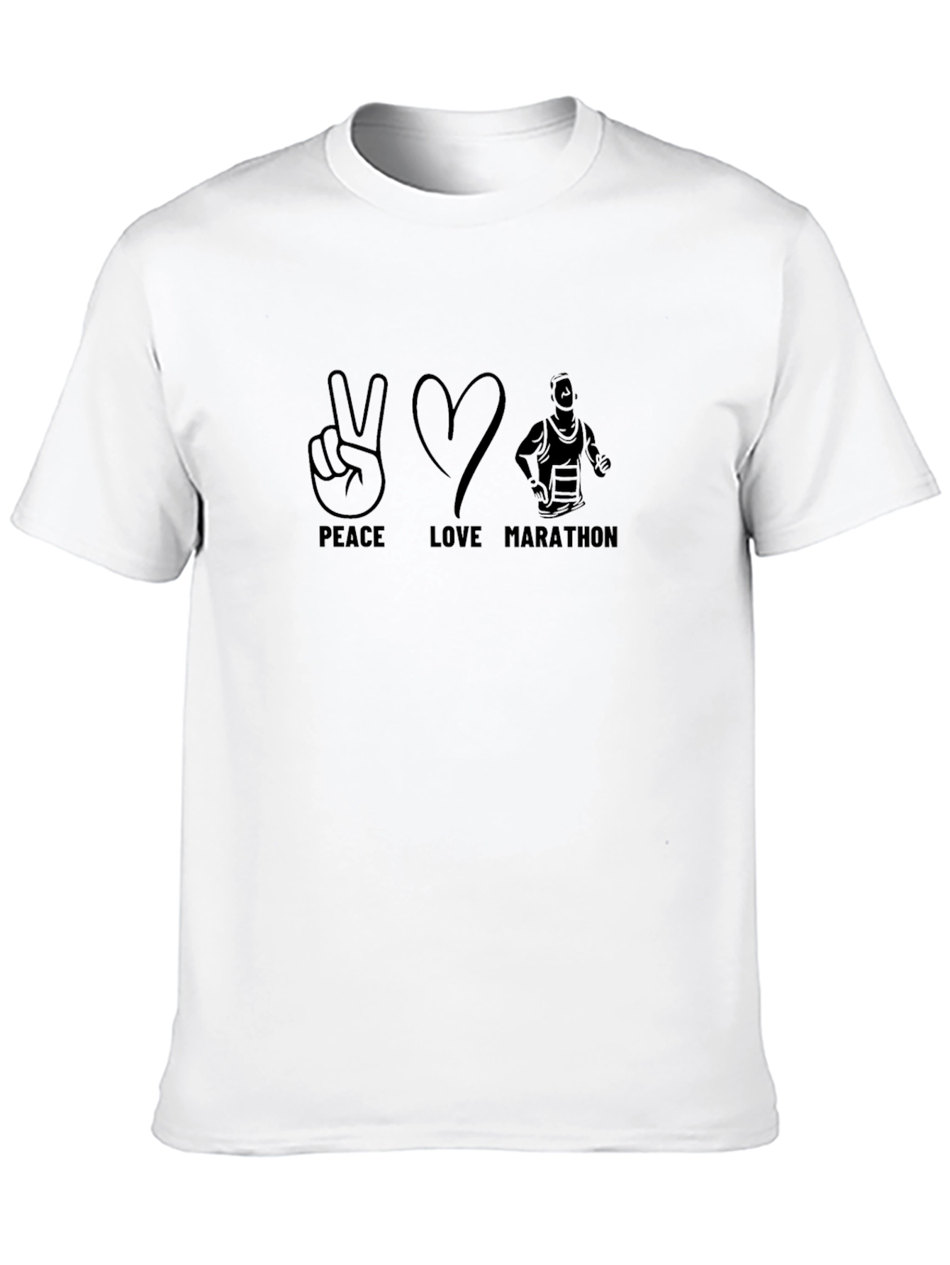 Peace Love Marathon Black T-Shirt - Runner Tee