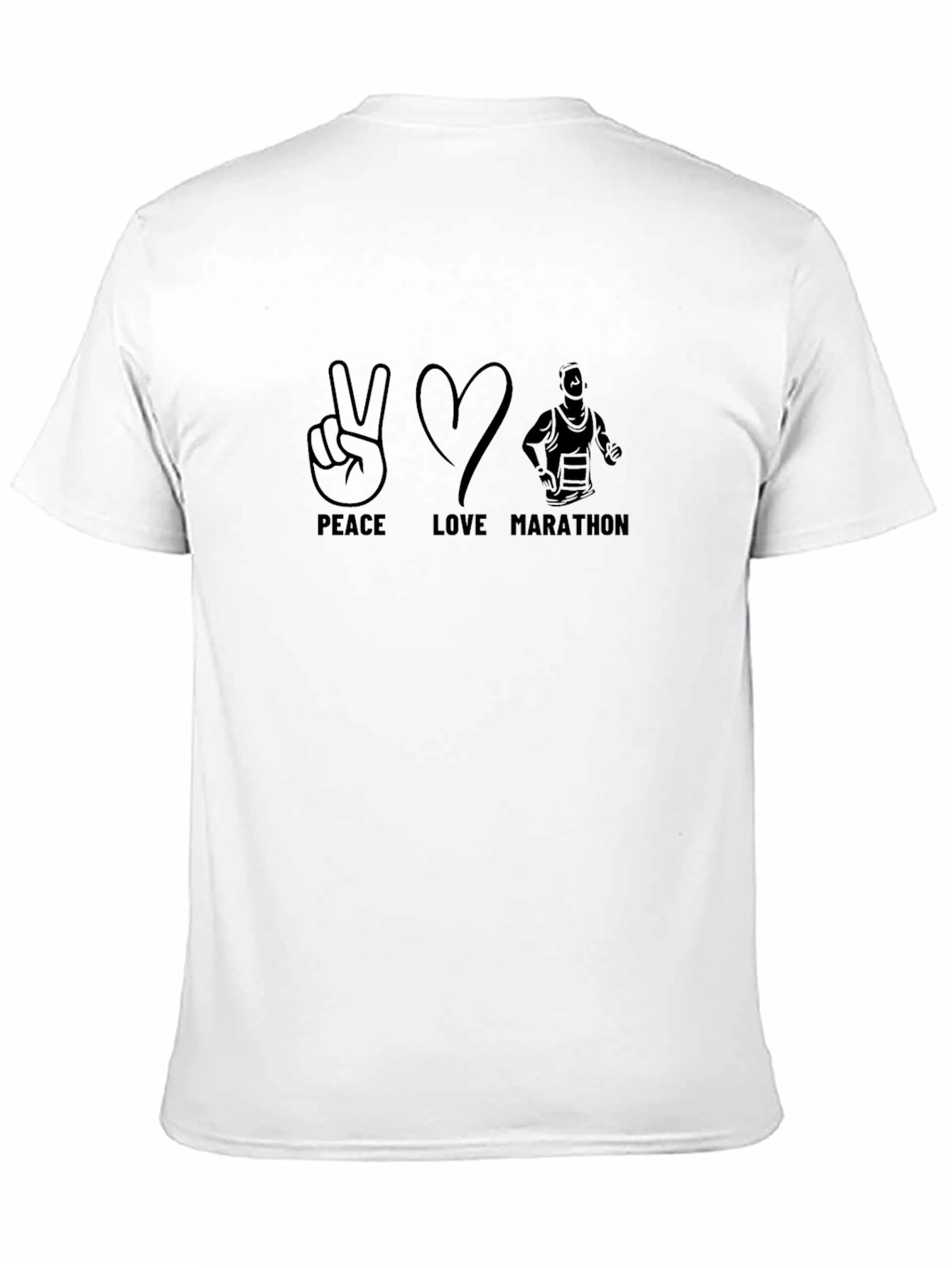 Peace Love Marathon Black T-Shirt - Runner Tee