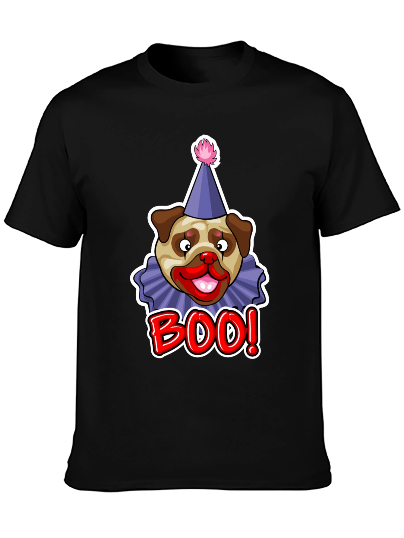 Boo! Pug Clown Graphic Tee - Black