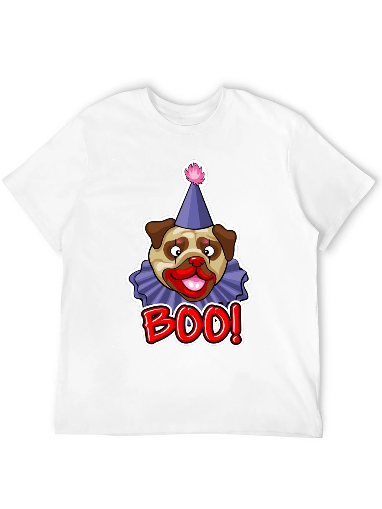 Boo! Pug Clown Graphic Tee - Black