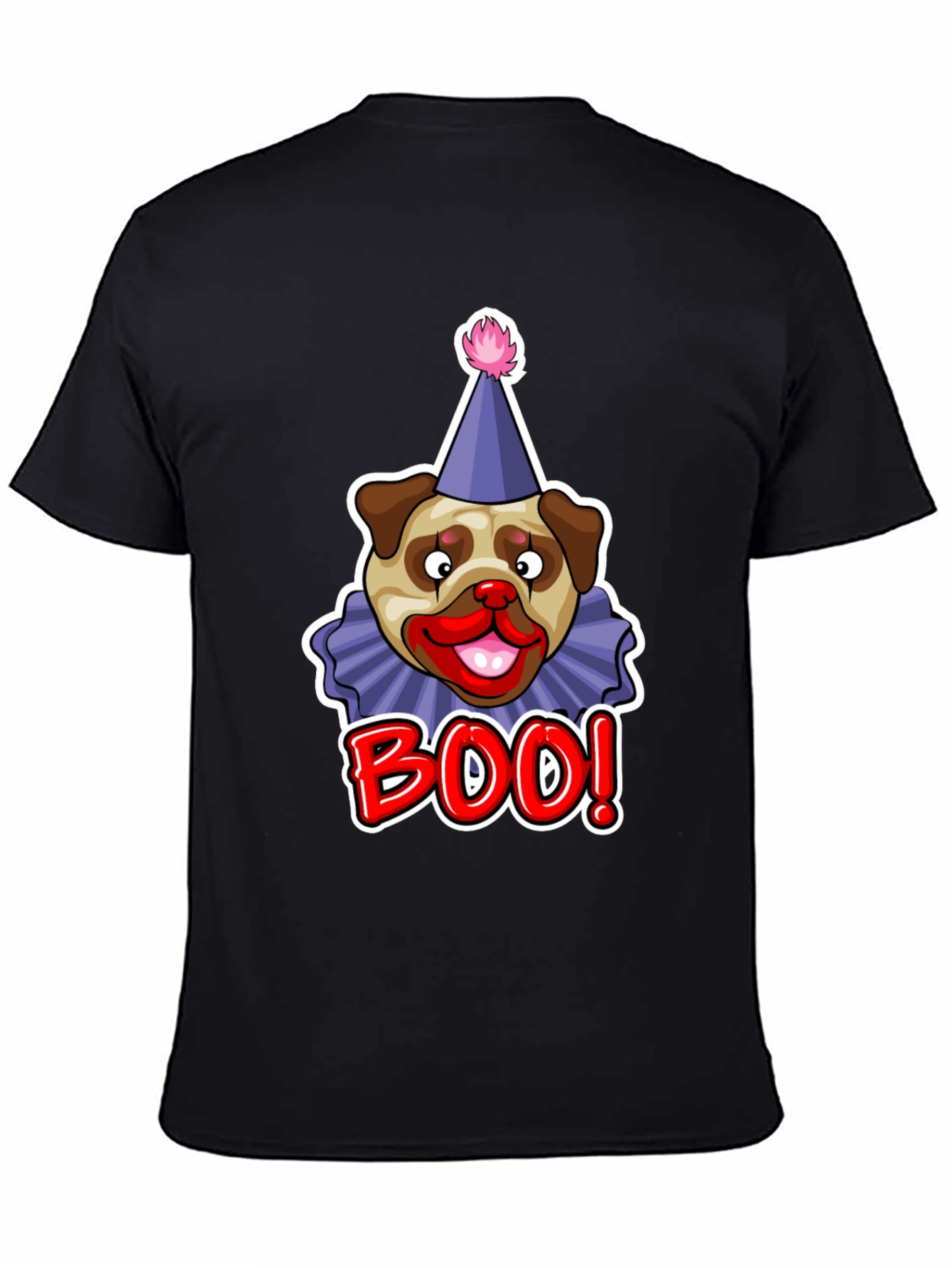 Boo! Pug Clown Graphic Tee - Black