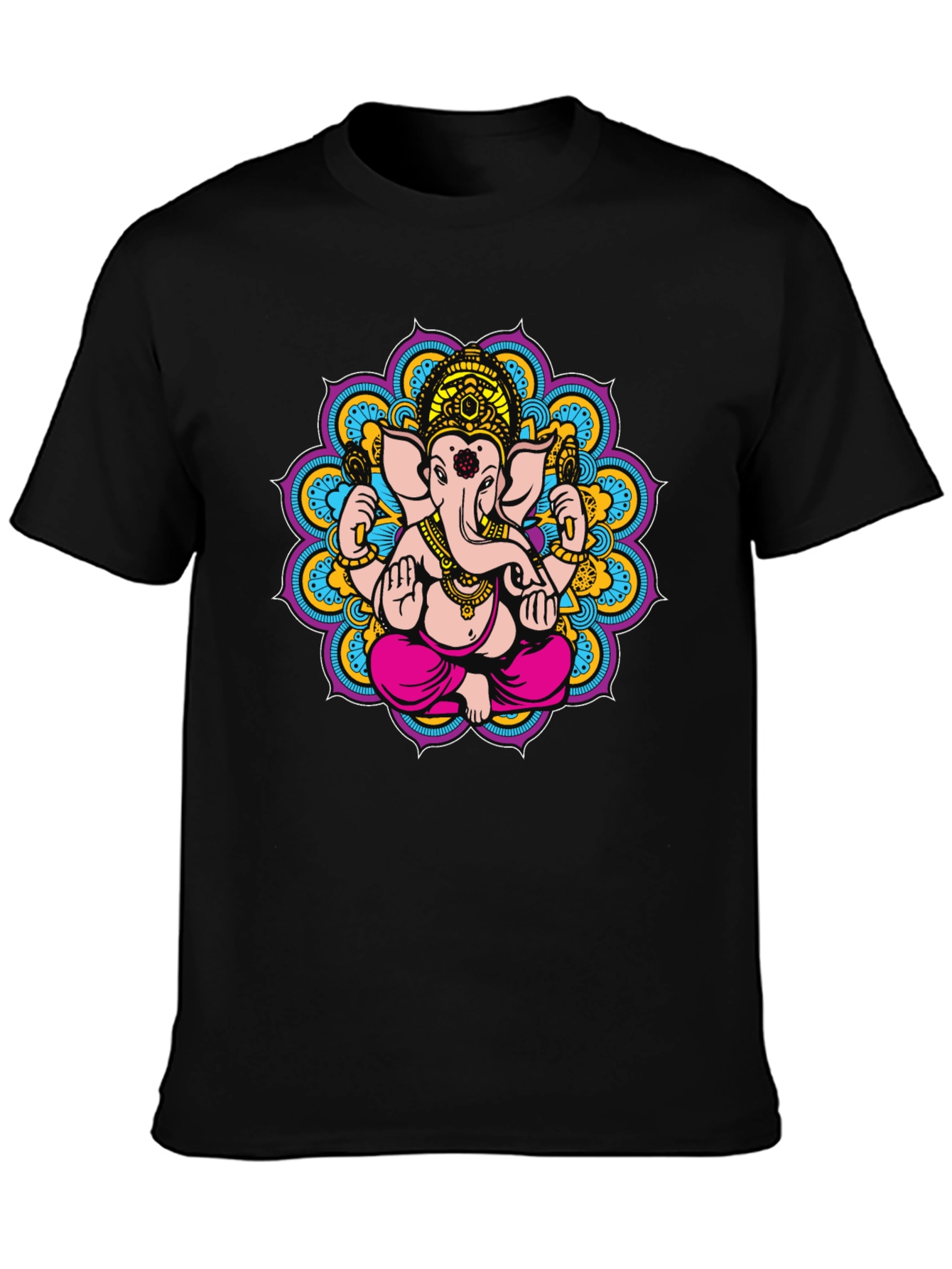 Ganesha Mandala Graphic Tee - Black Cotton Blend
