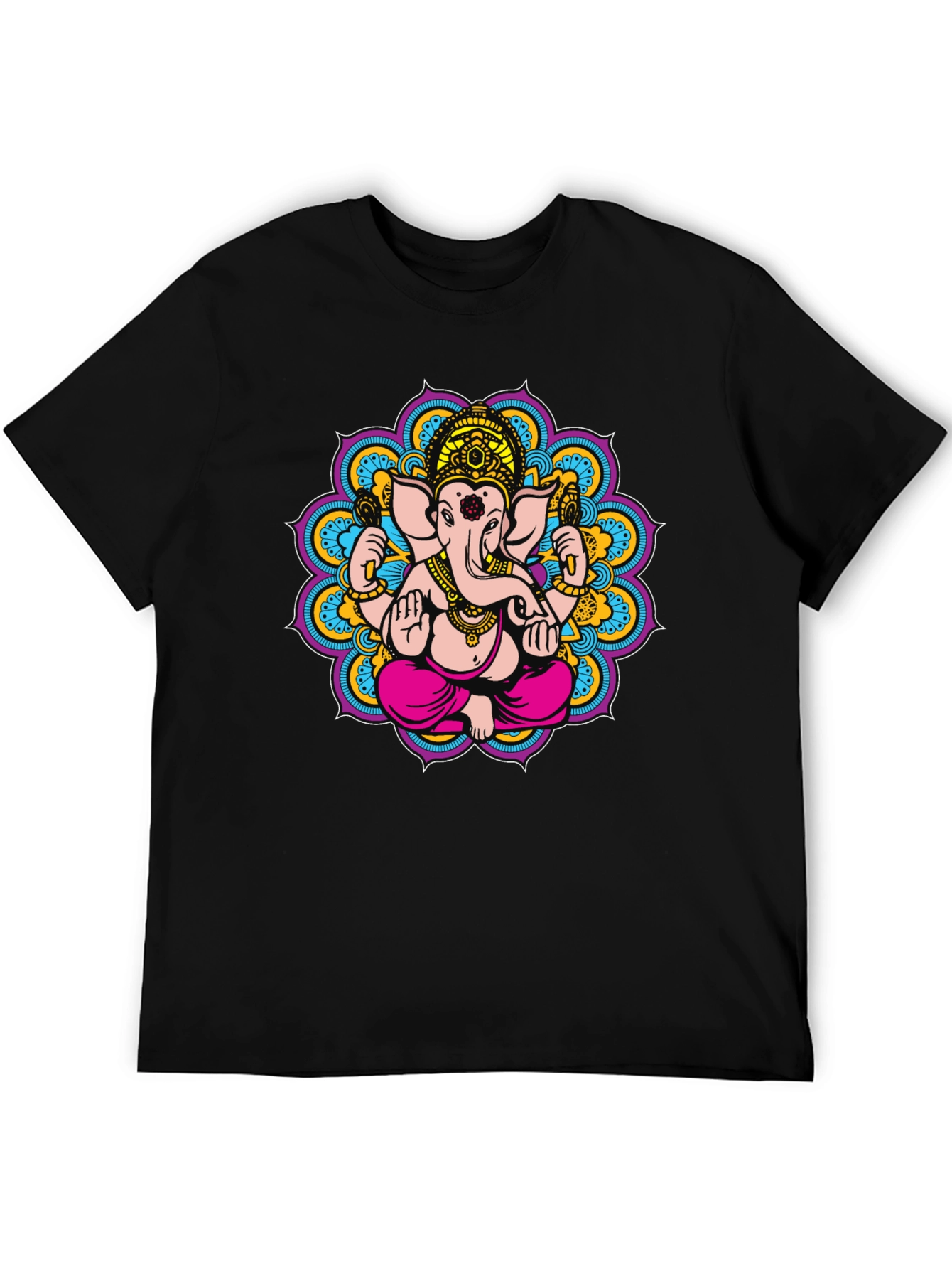 Ganesha Mandala Graphic Tee - Black Cotton Blend