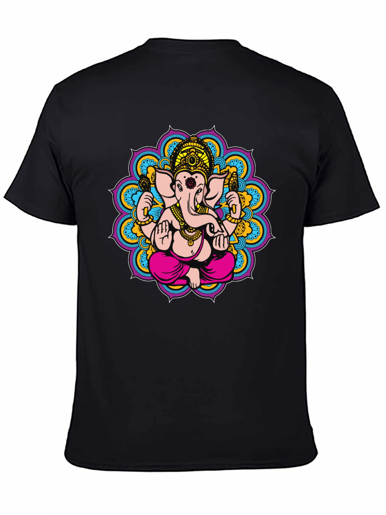 Ganesha Mandala Graphic Tee - Black Cotton Blend