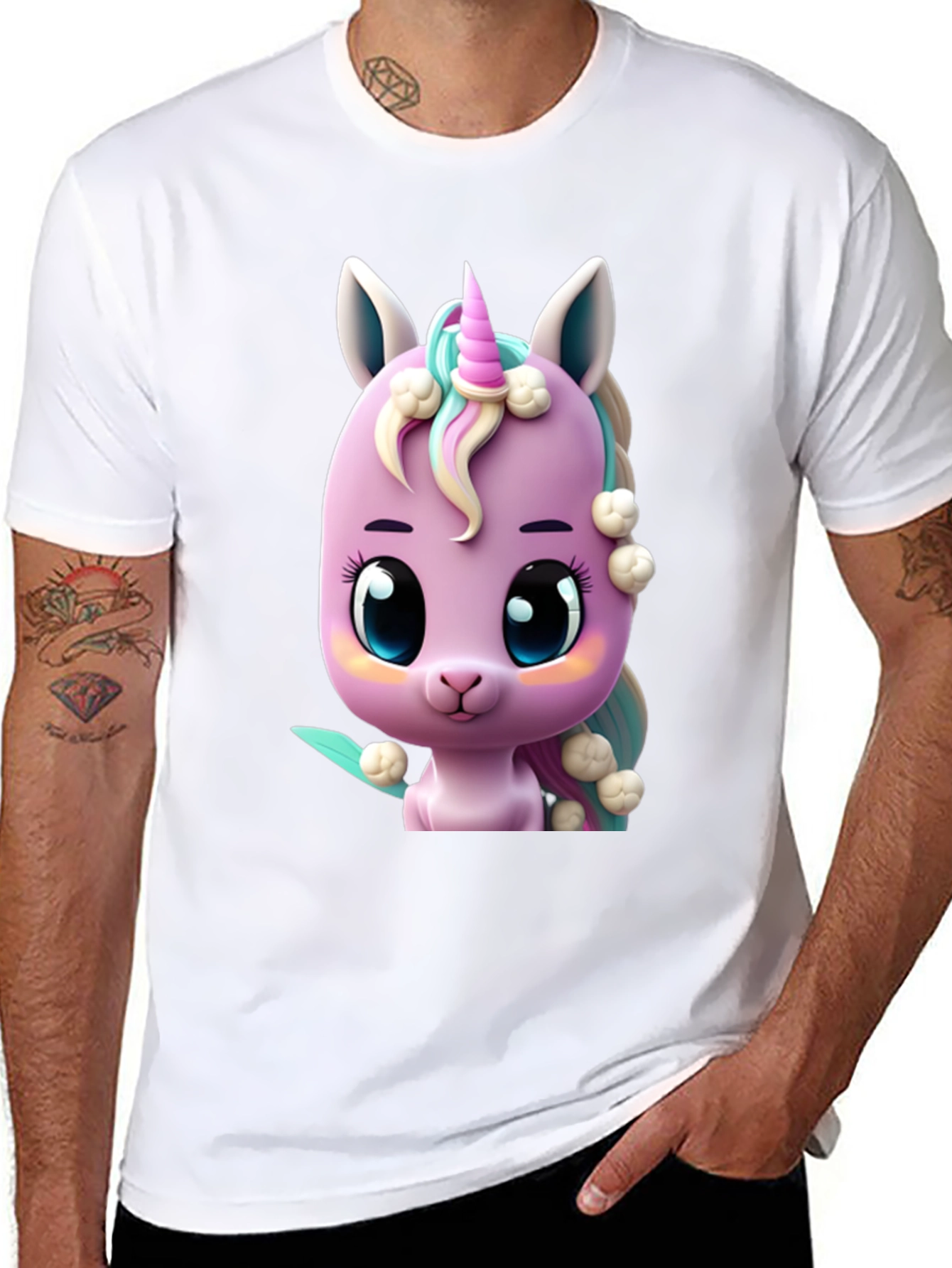 Cute Cartoon Unicorn Graphic T-Shirt
