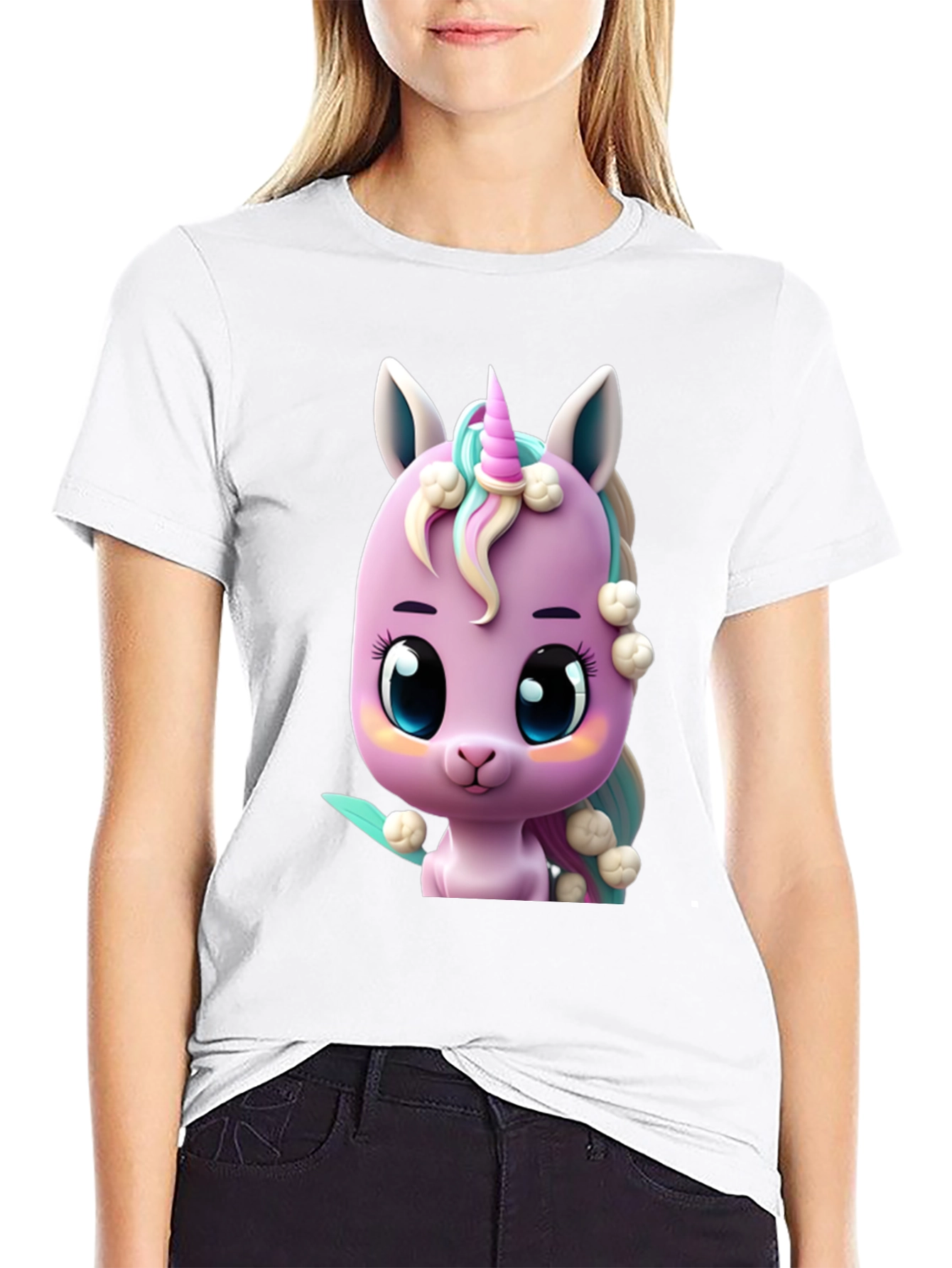 Cute Cartoon Unicorn Graphic T-Shirt