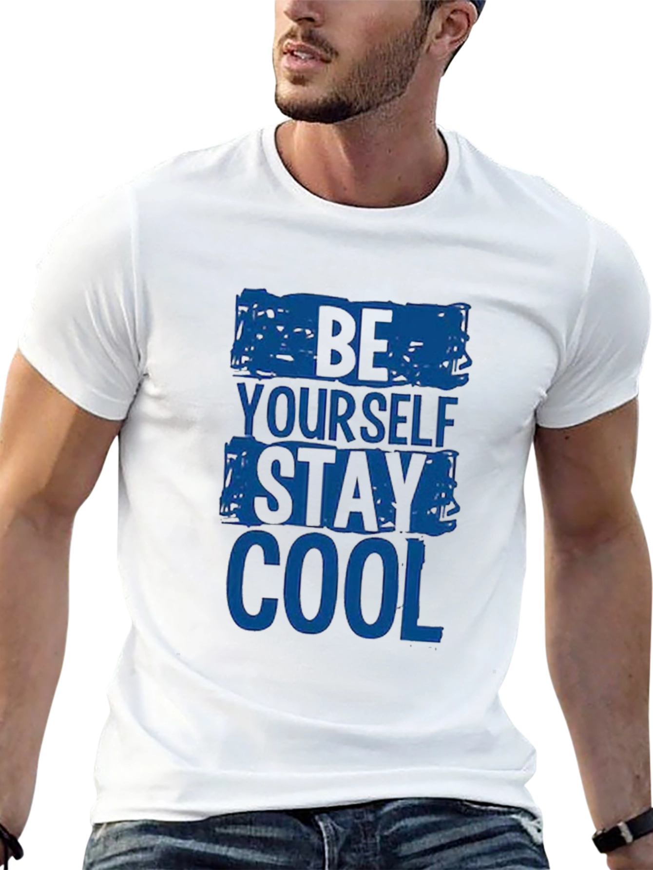 Be Yourself Stay Cool - Graphic Print T-Shirt